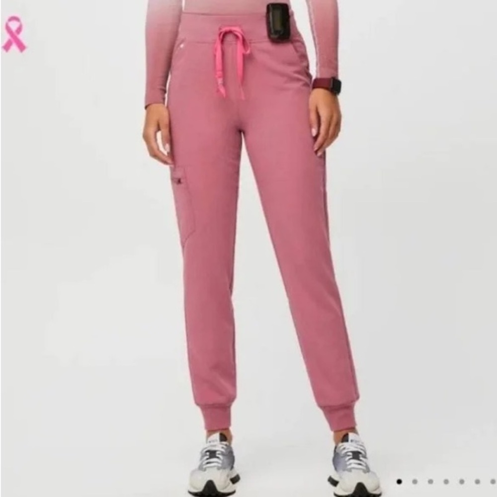 Figs Zamora™ - High Waisted Scrub Pants - QUARTZ BREAST CANCER AWARENESS